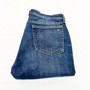 Rag & Bone Dre Low-Rise Slim Boyfriend Denim Jeans Aster Zip Dark Wash Size 28